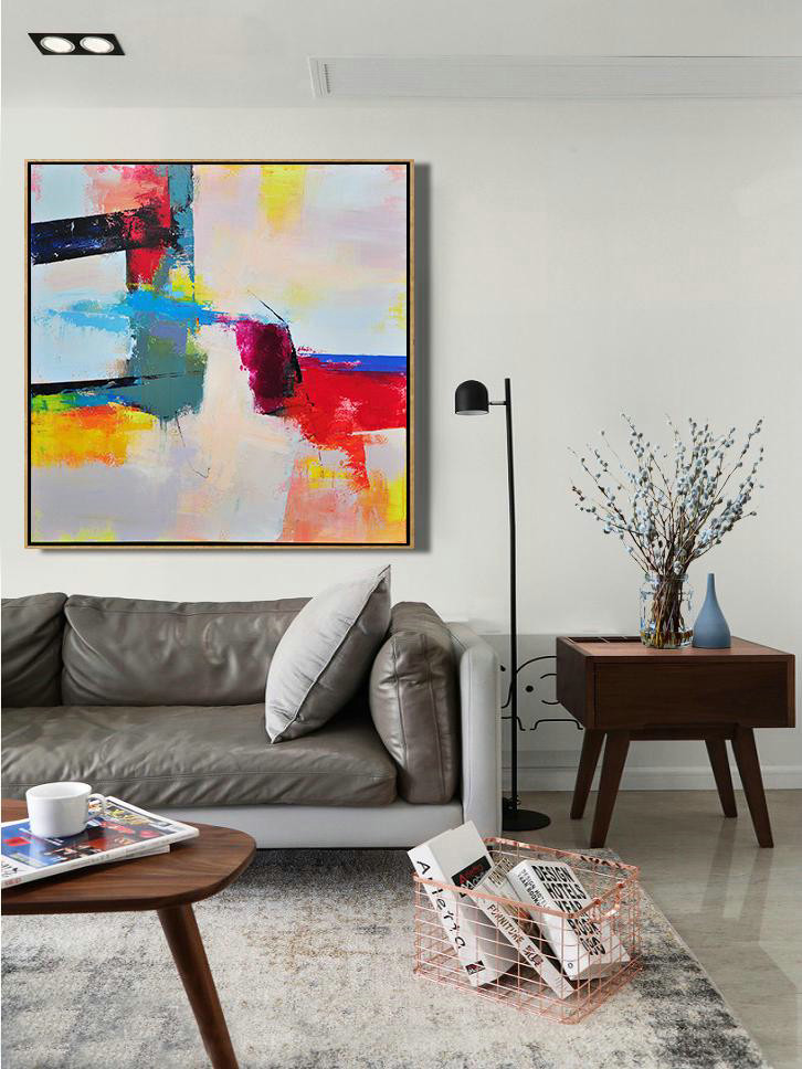 Extra Large Textured Painting On Canvas,Palette Knife Contemporary Art Canvas Painting,Home Decor Canvas,Pink,Red,Blue,Yellow.etc